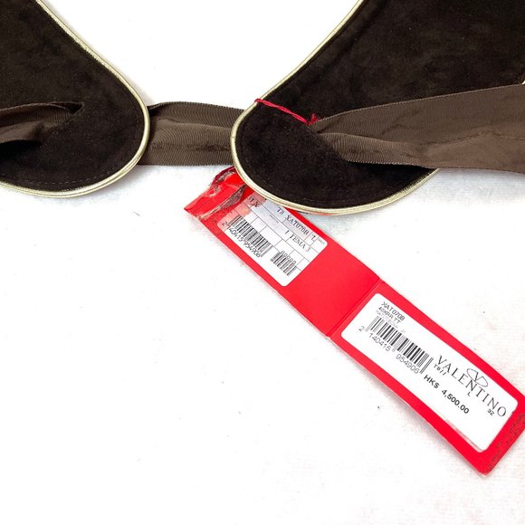 Auc Valentino wide Lamb Suede Dark Brown Self tie Belt